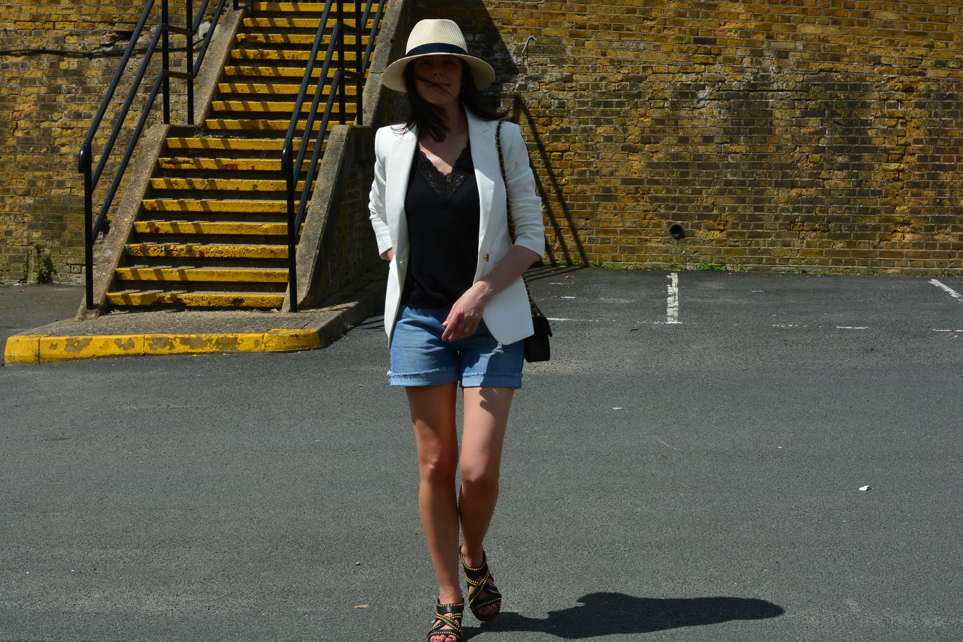 My Take On A White Blazer With Denim Shorts For Summer - an indigo day